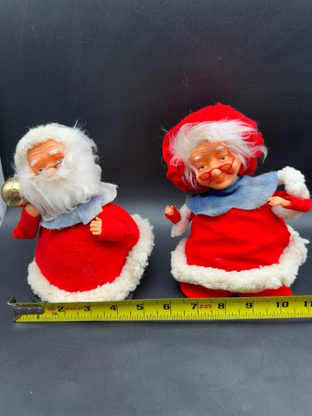 Vintage Japan Dancing Santa Mrs Claus Music Box Pair Jingle Bells Working 7”